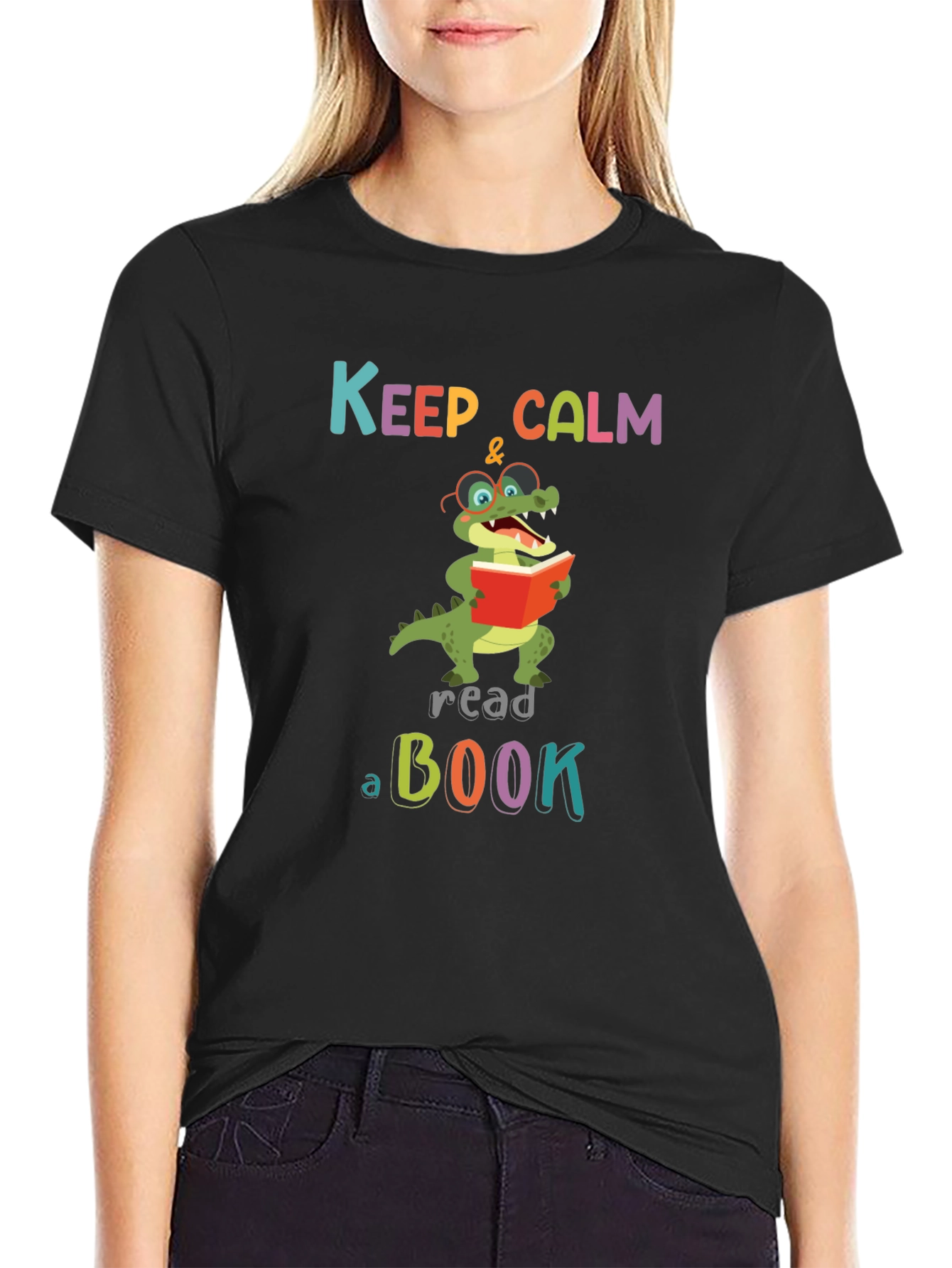 Keep Calm Read a Book Alligator Graphic T-Shirt