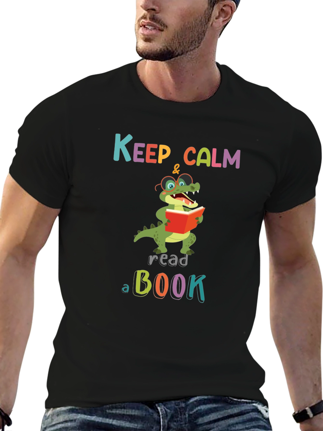Keep Calm Read a Book Alligator Graphic T-Shirt