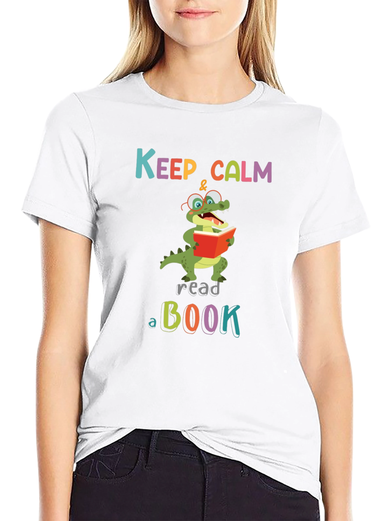 Keep Calm Read a Book Alligator Graphic T-Shirt