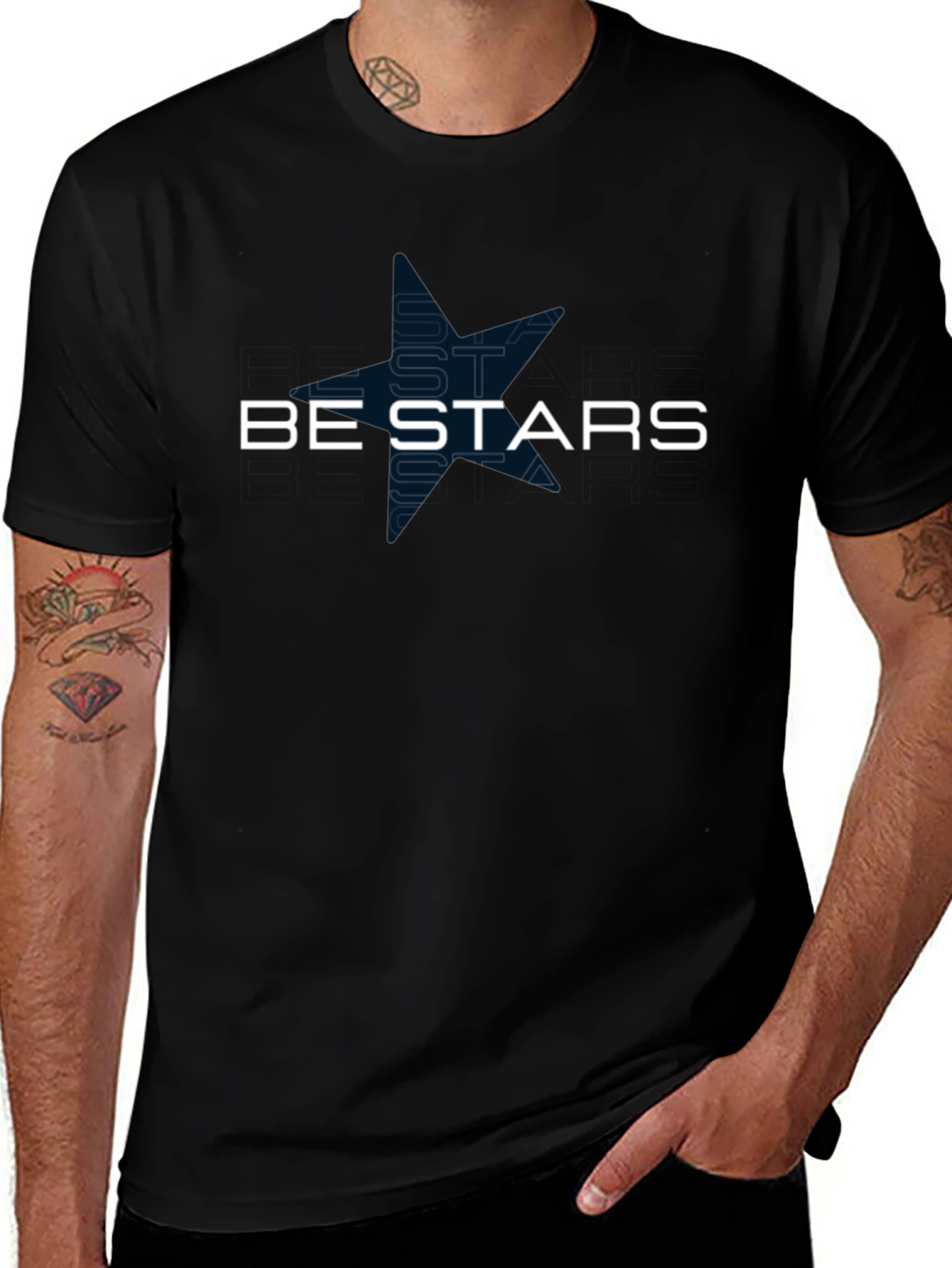 Be Stars Graphic Black T-Shirt