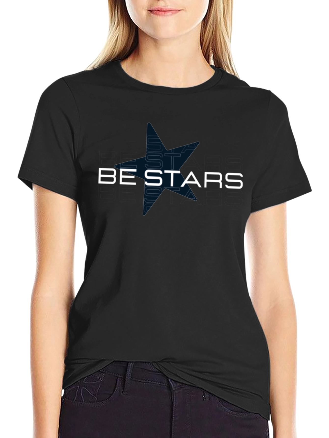Be Stars Graphic Black T-Shirt