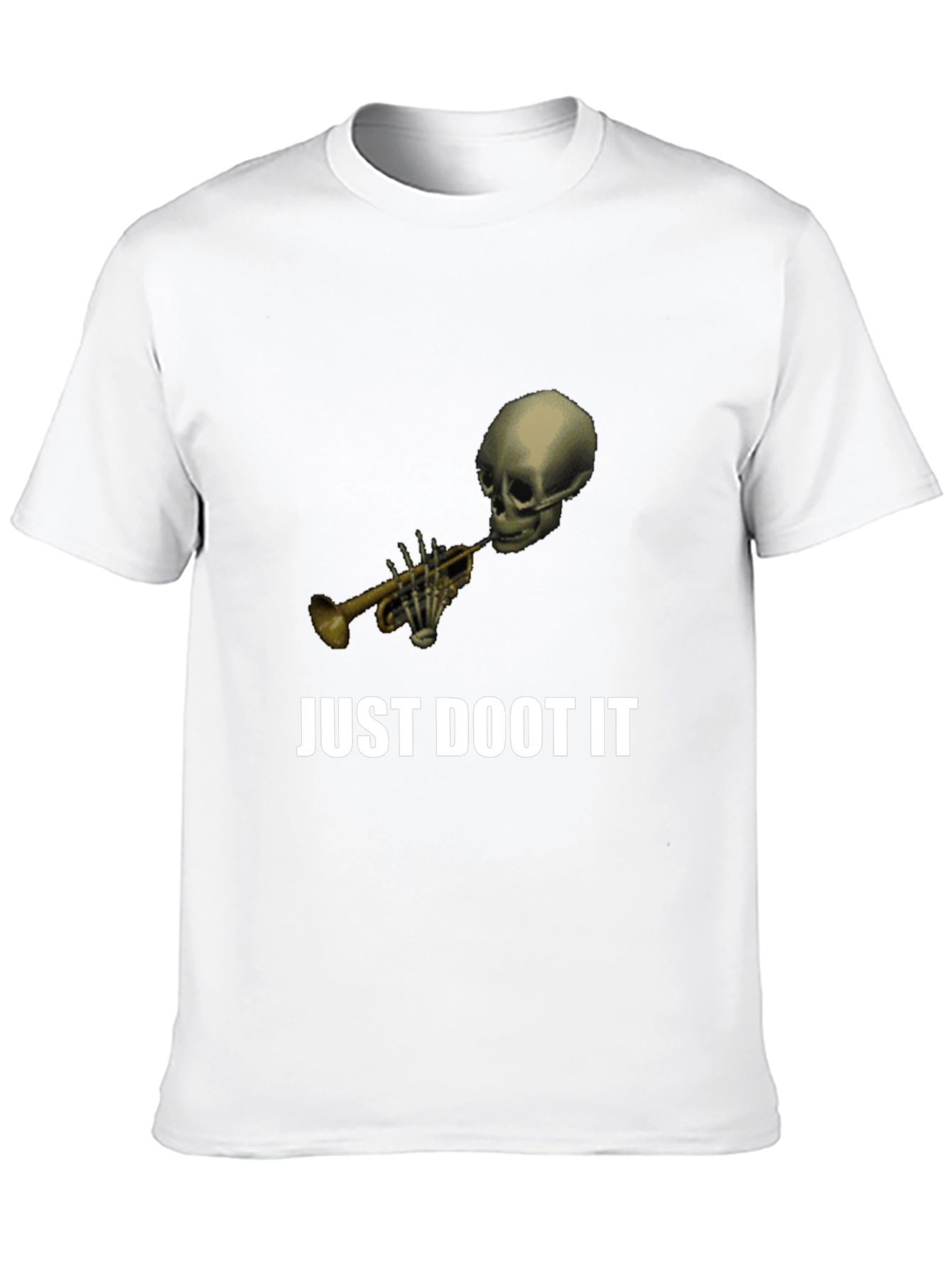 Just Doot It Funny Skeleton Trumpet Graphic Tee