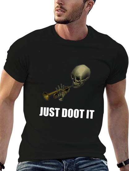 Just Doot It Funny Skeleton Trumpet Graphic Tee