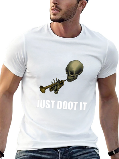 Just Doot It Funny Skeleton Trumpet Graphic Tee