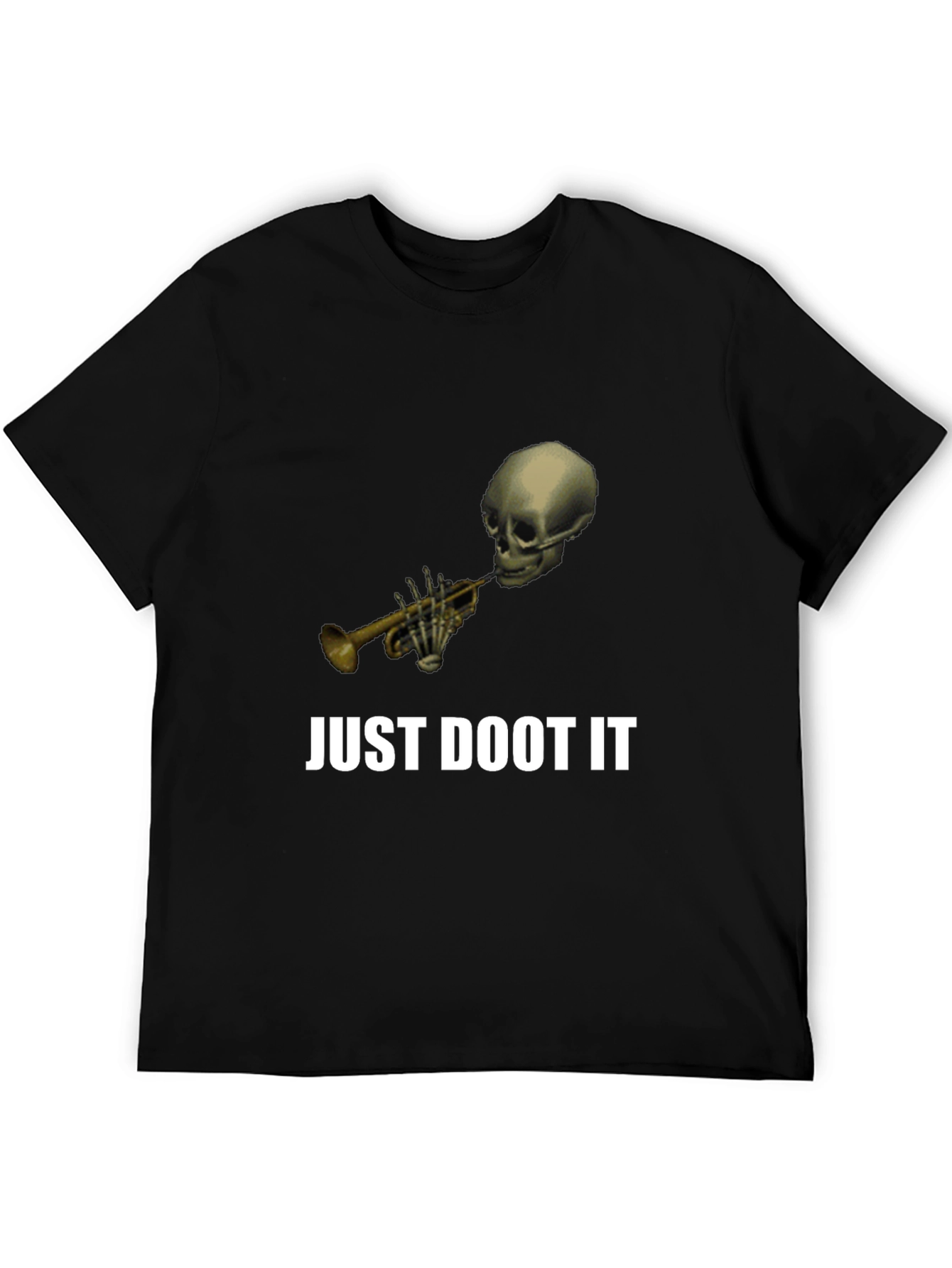 Just Doot It Funny Skeleton Trumpet Graphic Tee