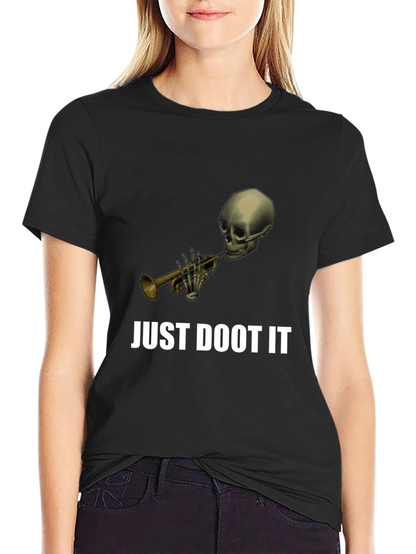 Just Doot It Funny Skeleton Trumpet Graphic Tee