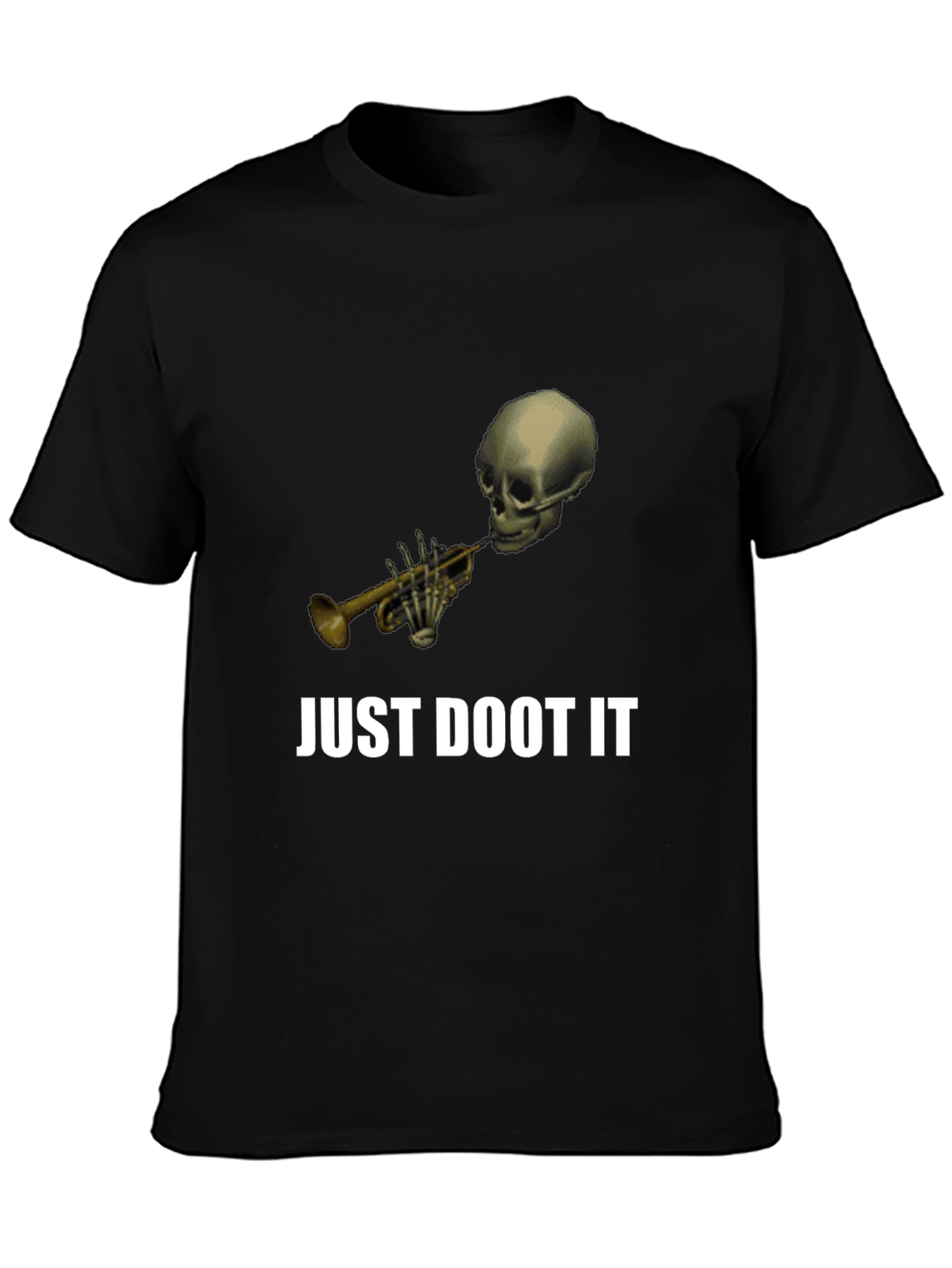 Just Doot It Funny Skeleton Trumpet Graphic Tee