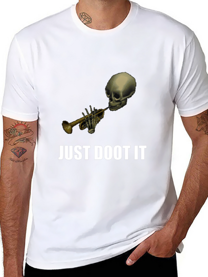 Just Doot It Funny Skeleton Trumpet Graphic Tee