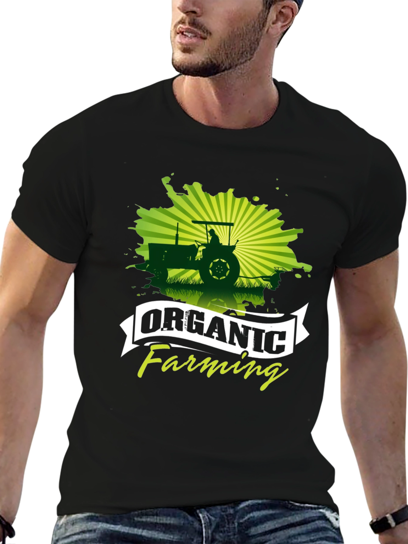 Organic Farming Black Graphic T-Shirt