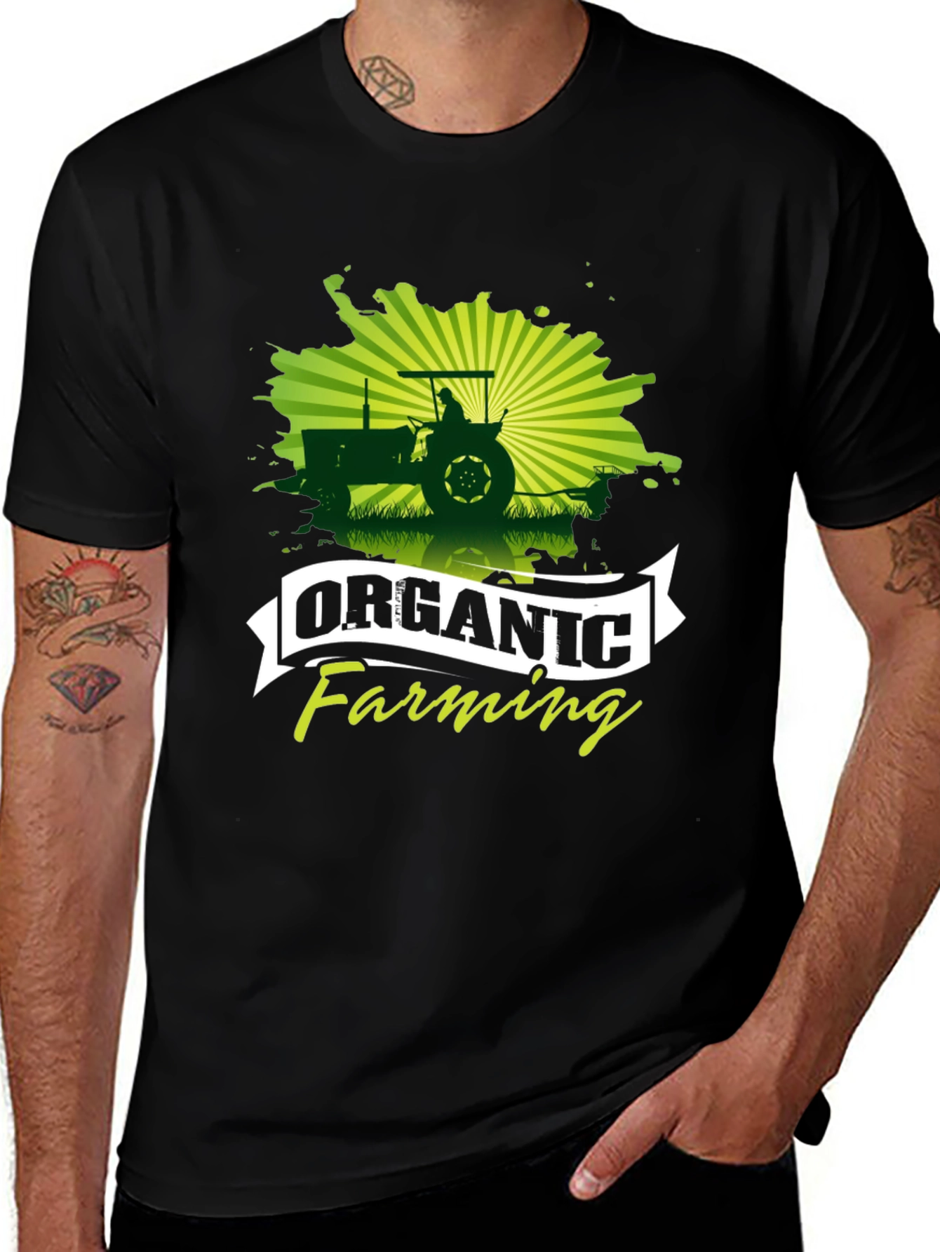 Organic Farming Black Graphic T-Shirt