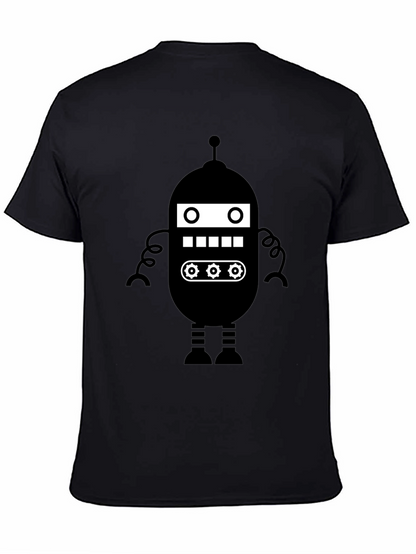 Retro Robot Graphic Tee - Black Cotton Blend