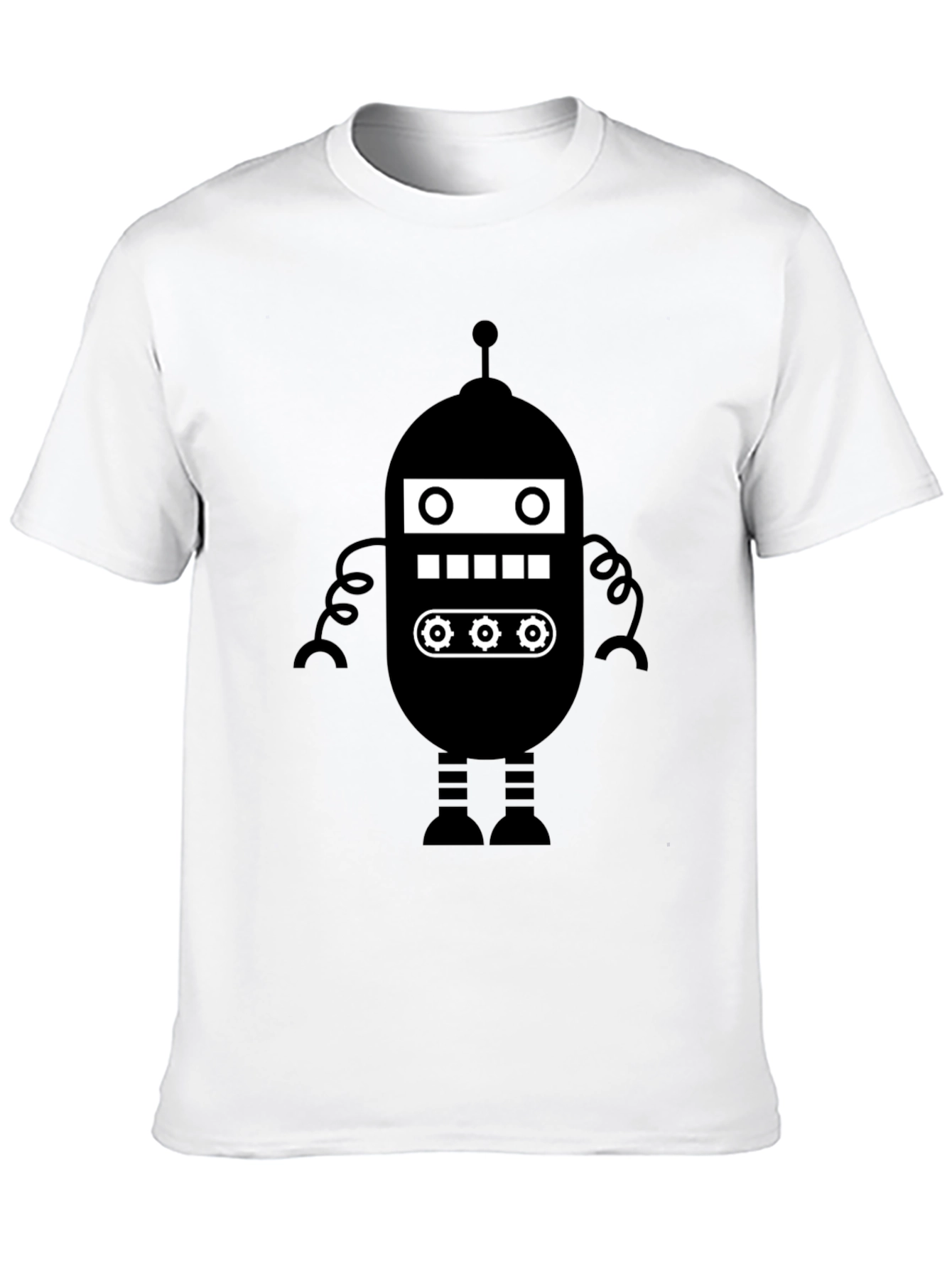 Retro Robot Graphic Tee - Black Cotton Blend