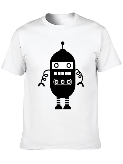 Retro Robot Graphic Tee - Black Cotton Blend