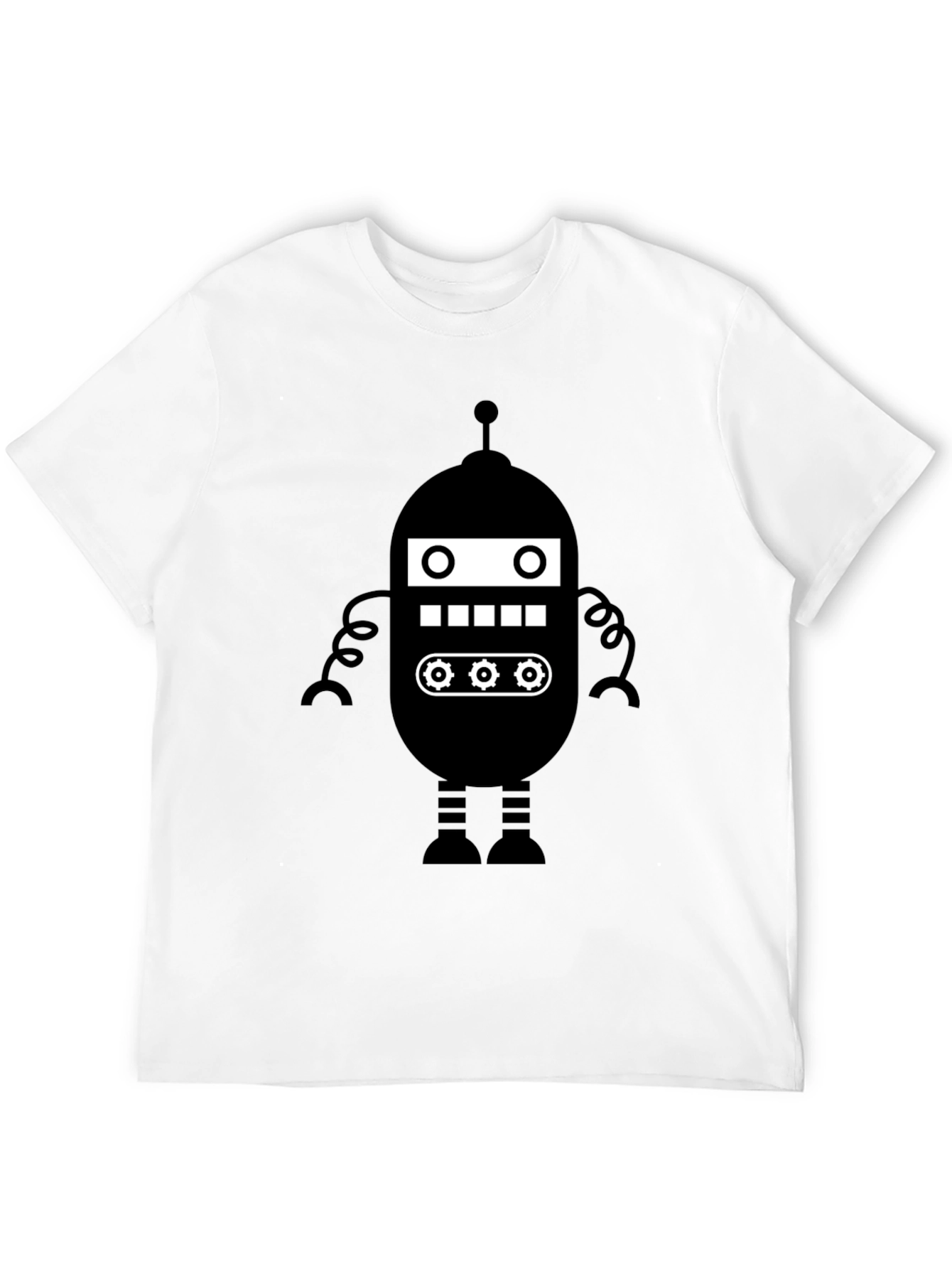 Retro Robot Graphic Tee - Black Cotton Blend