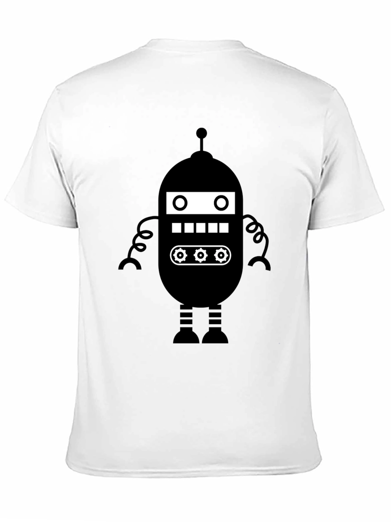 Retro Robot Graphic Tee - Black Cotton Blend