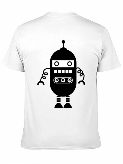 Retro Robot Graphic Tee - Black Cotton Blend