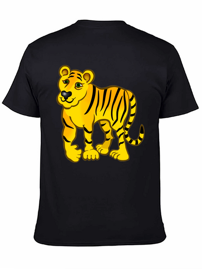 Tiger Cartoon Black T-Shirt