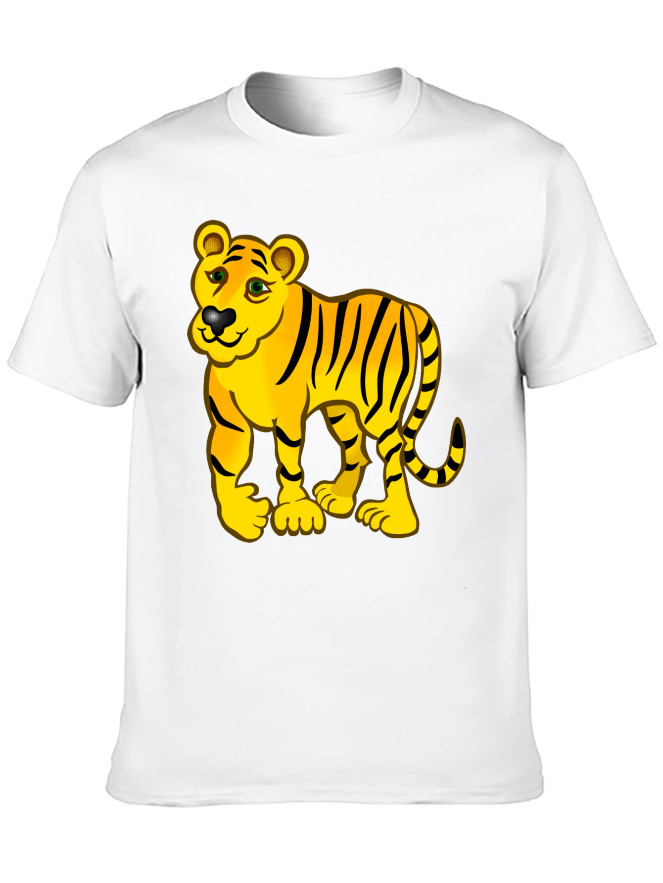 Tiger Cartoon Black T-Shirt