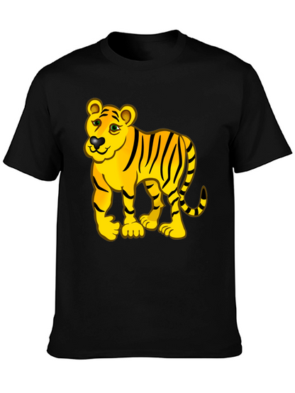 Tiger Cartoon Black T-Shirt
