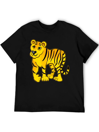 Tiger Cartoon Black T-Shirt