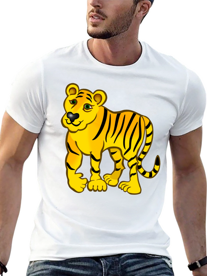 Tiger Cartoon Black T-Shirt