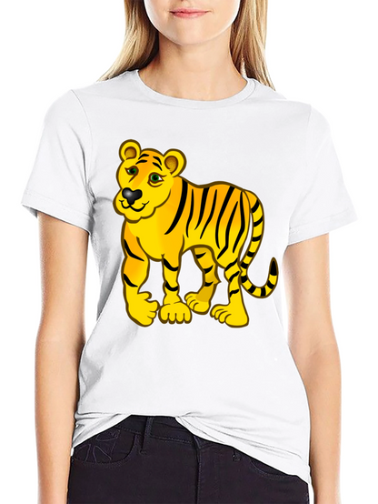 Tiger Cartoon Black T-Shirt