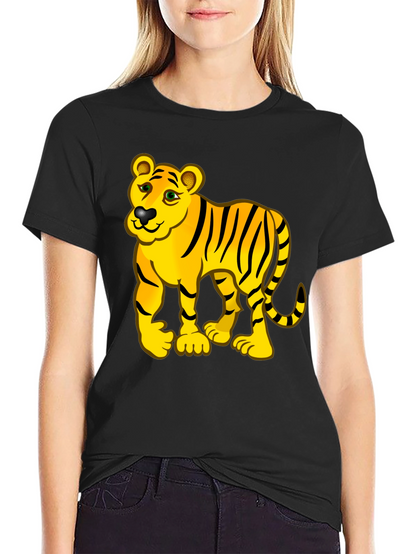 Tiger Cartoon Black T-Shirt