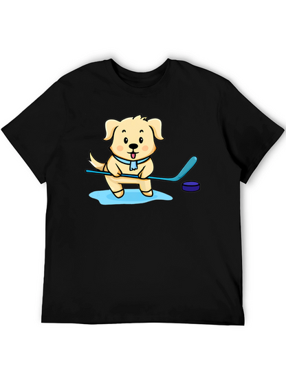 Dog Hockey Player Graphic T-Shirt