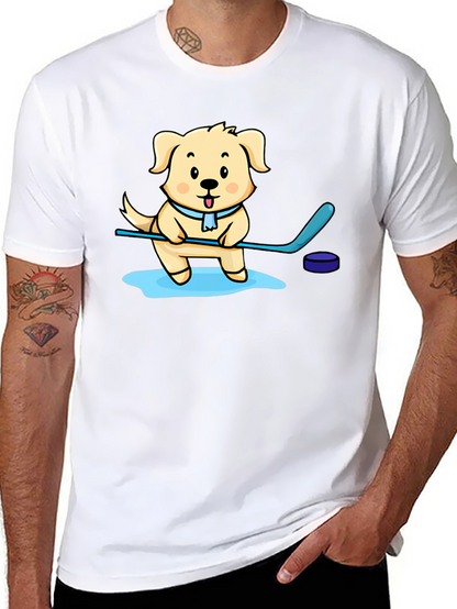 Dog Hockey Player Graphic T-Shirt