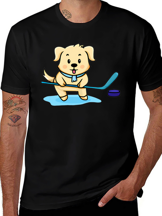 Dog Hockey Player Graphic T-Shirt