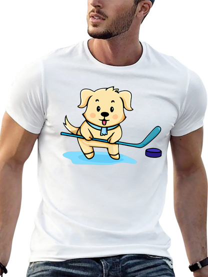 Dog Hockey Player Graphic T-Shirt