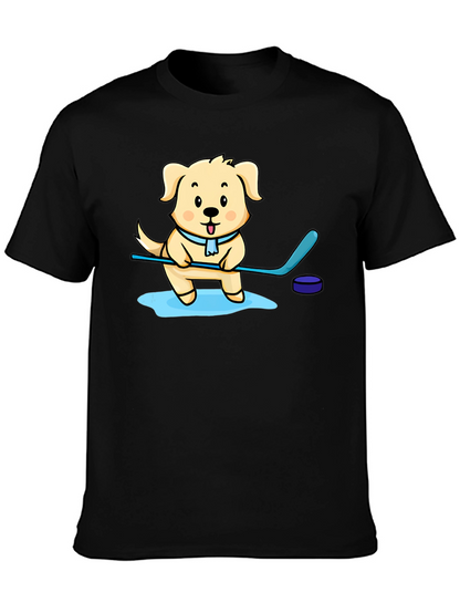 Dog Hockey Player Graphic T-Shirt