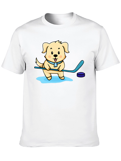 Dog Hockey Player Graphic T-Shirt