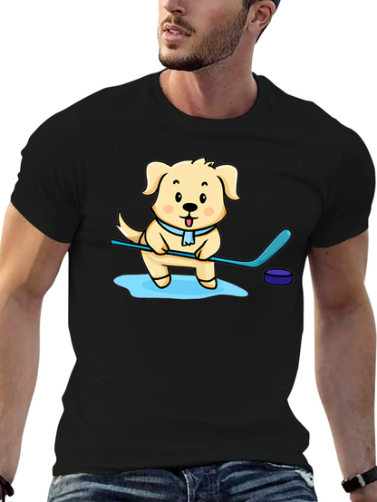 Dog Hockey Player Graphic T-Shirt
