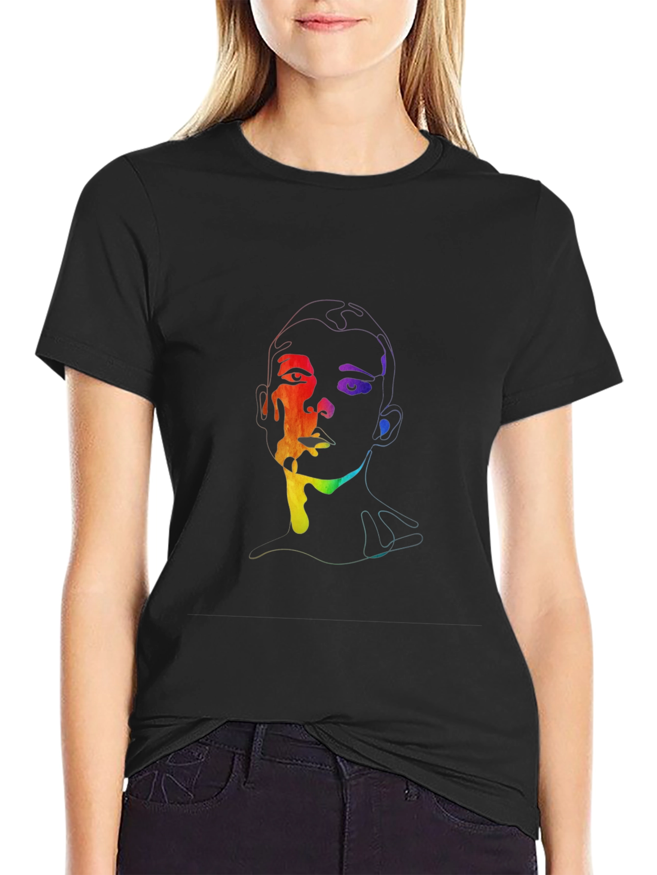Rainbow Face Graphic T-Shirt