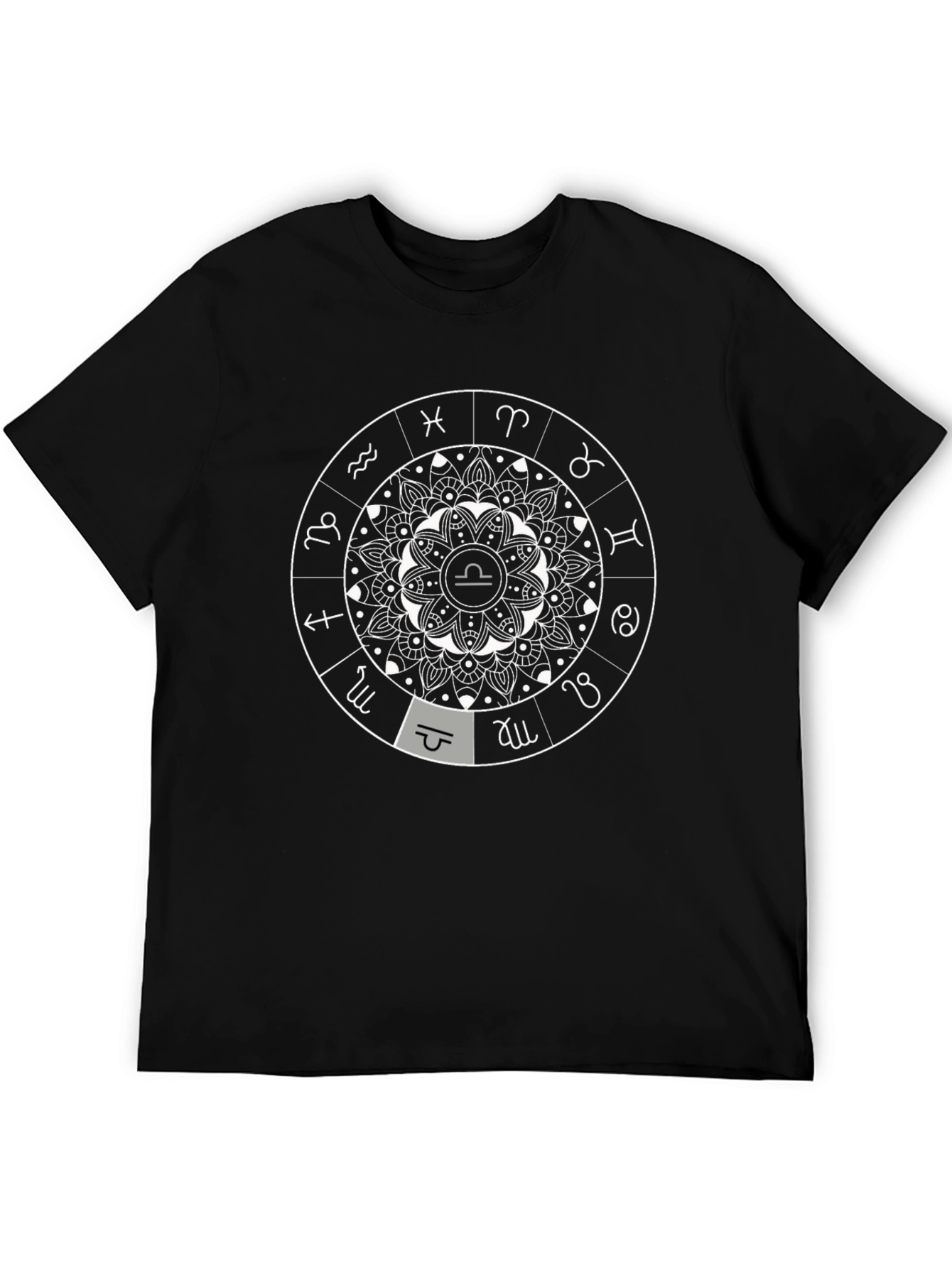 Libra Zodiac Sign Black Graphic Tee