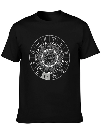 Libra Zodiac Sign Black Graphic Tee