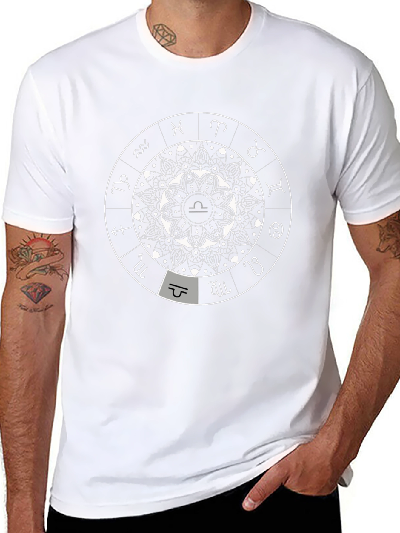 Libra Zodiac Sign Black Graphic Tee