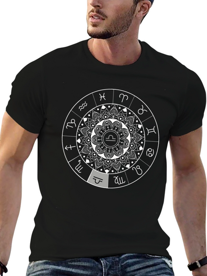 Libra Zodiac Sign Black Graphic Tee
