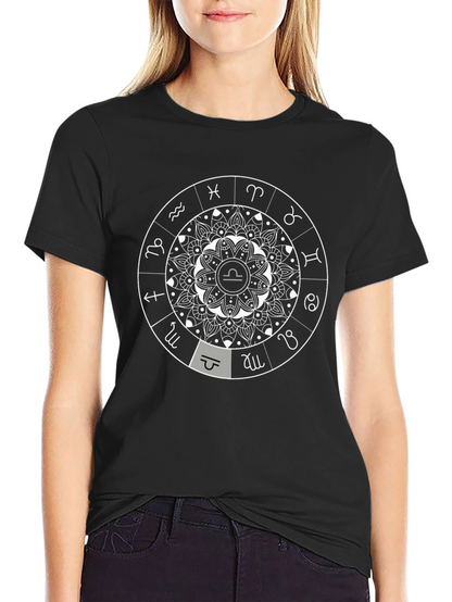 Libra Zodiac Sign Black Graphic Tee
