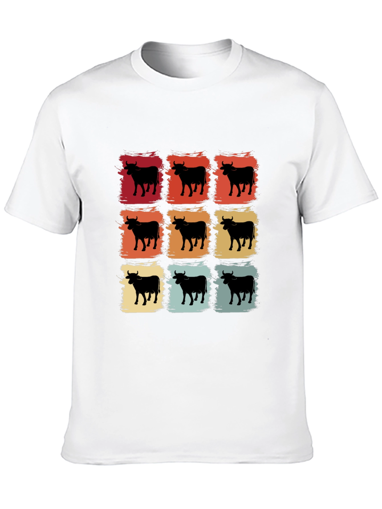 Retro Cow Grid Graphic T-Shirt