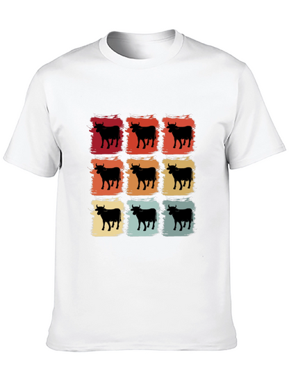 Retro Cow Grid Graphic T-Shirt