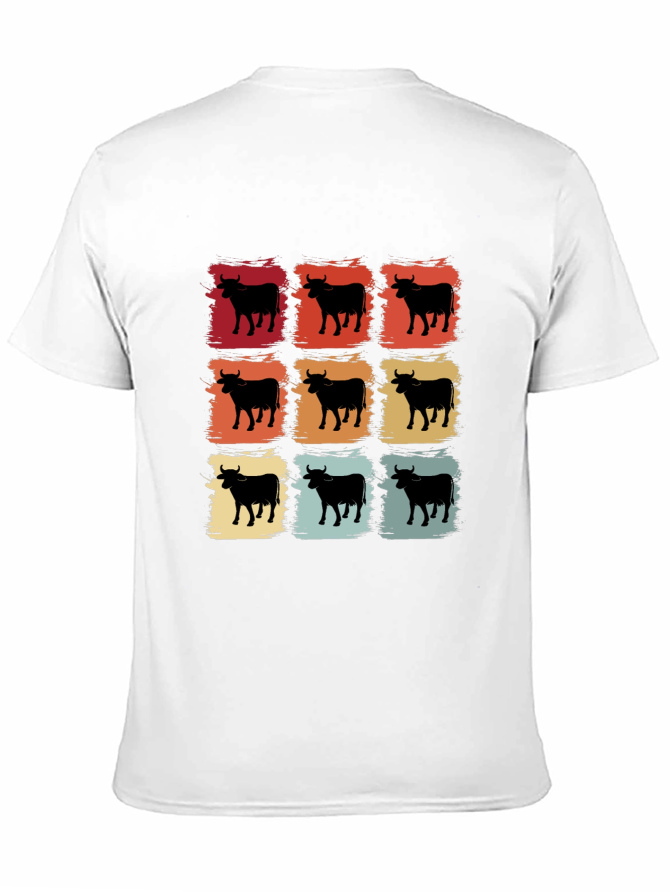 Retro Cow Grid Graphic T-Shirt