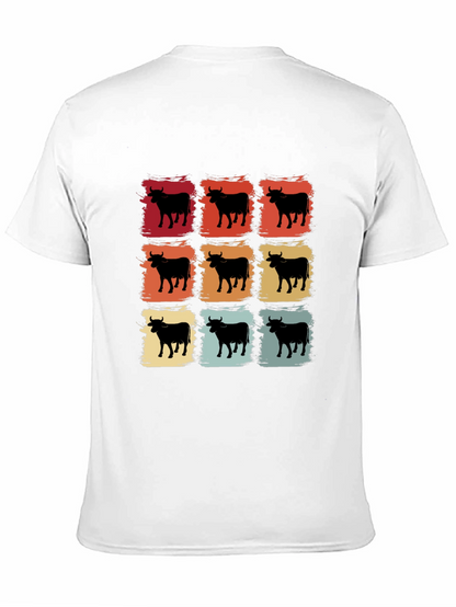 Retro Cow Grid Graphic T-Shirt