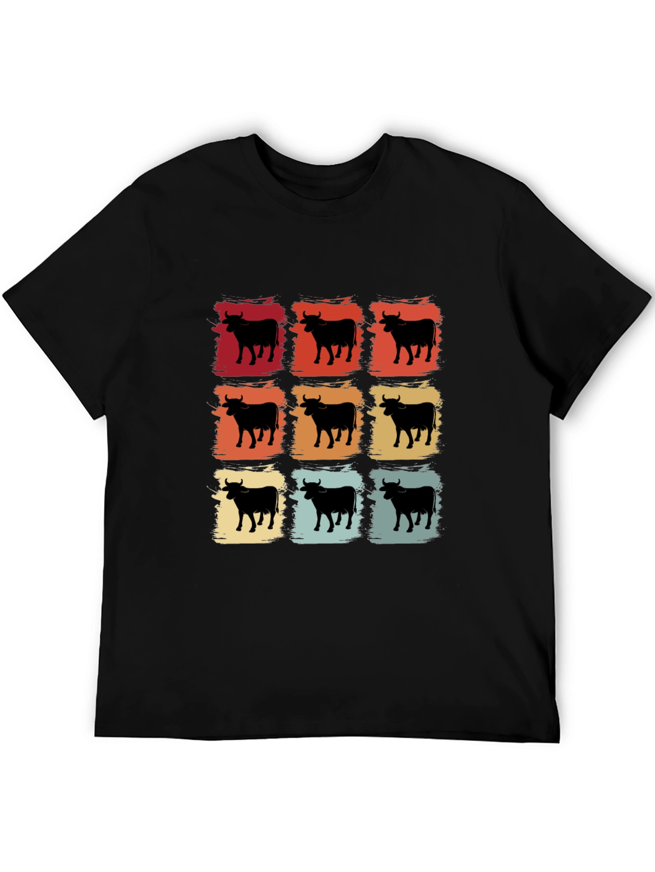 Retro Cow Grid Graphic T-Shirt