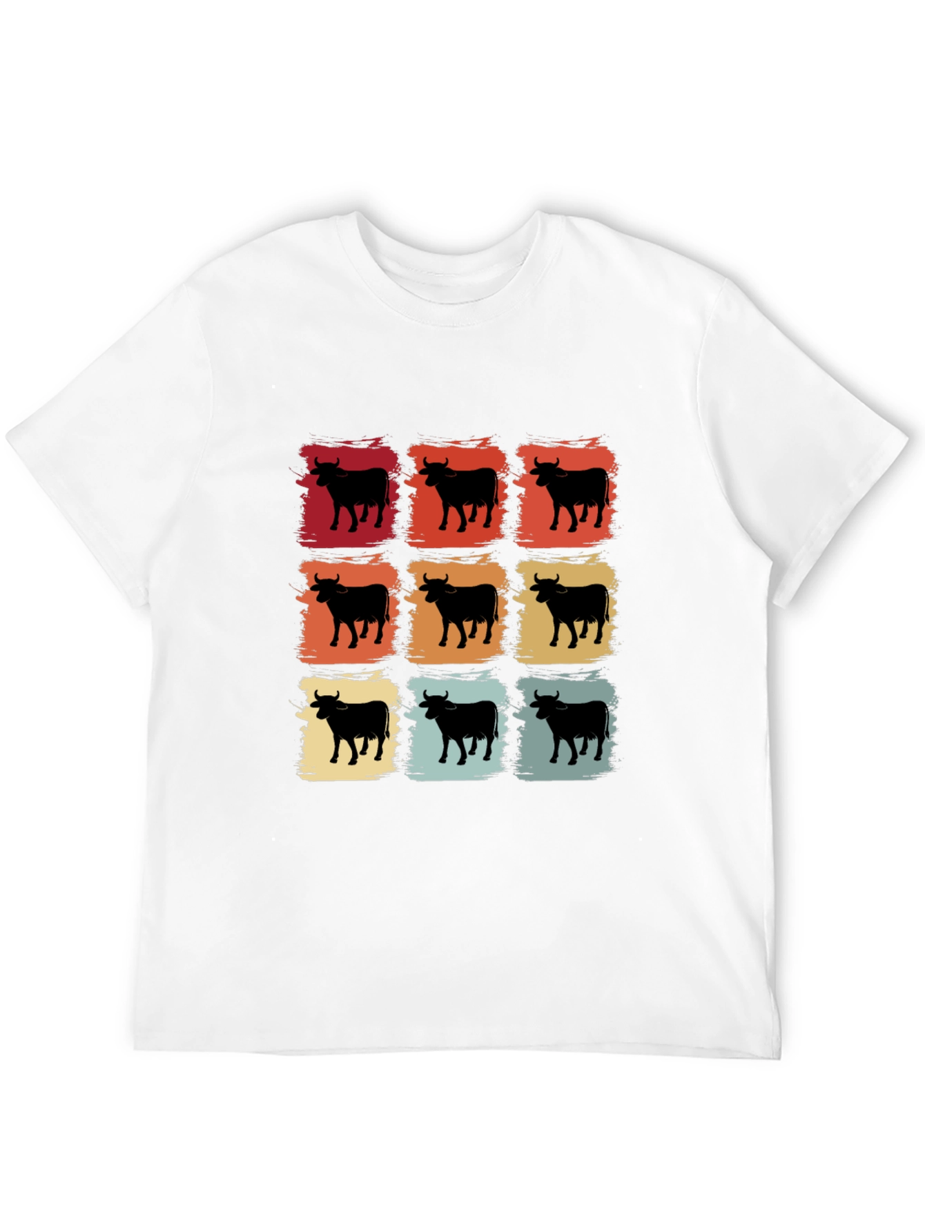 Retro Cow Grid Graphic T-Shirt