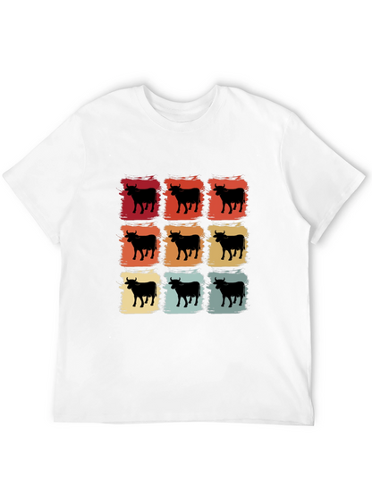 Retro Cow Grid Graphic T-Shirt