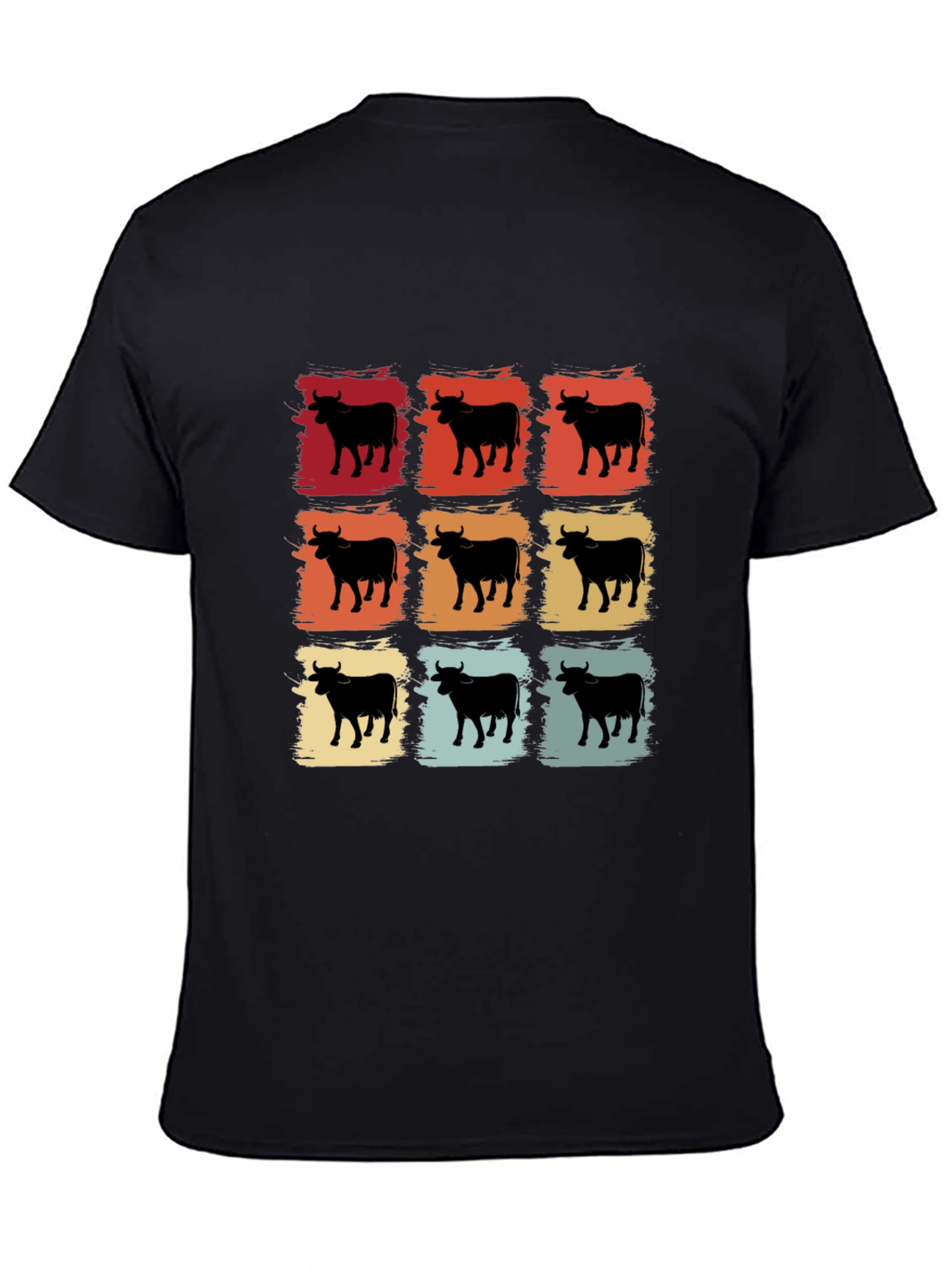 Retro Cow Grid Graphic T-Shirt