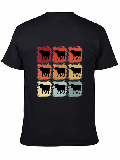 Retro Cow Grid Graphic T-Shirt
