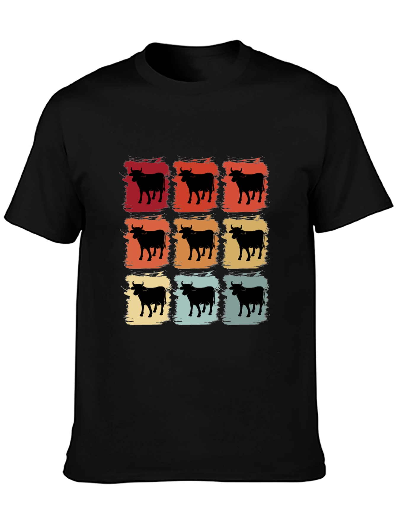 Retro Cow Grid Graphic T-Shirt